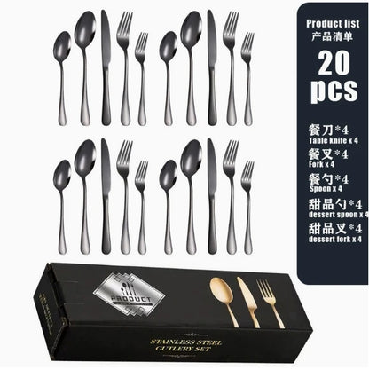 20 Pcs Gold Silverware Set