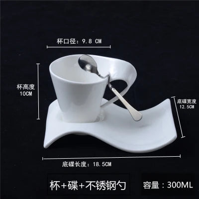 European Ceramic Espresso Coffee Cup with Spoon & Holder